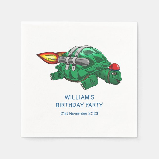 Serviette En Papier L'incroyable Tortue Fusée (Devant)