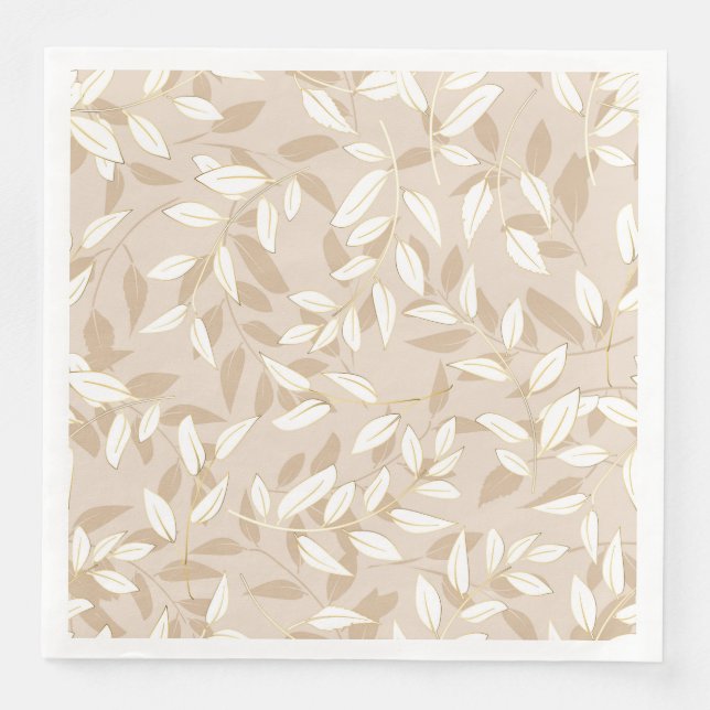 Serviette En Papier Lindos diseño de hojas doradas (Devant)