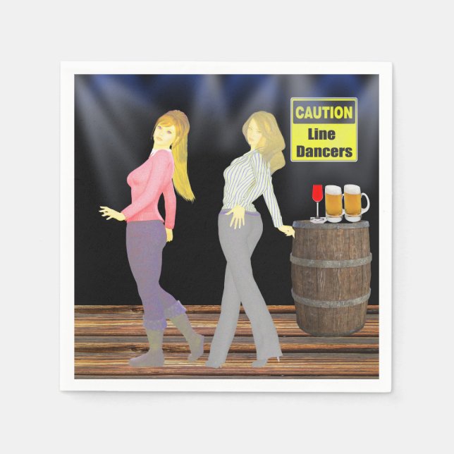 Serviette En Papier Line Dancing Women With Caution Sign Party (Devant)