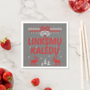 Serviette En Papier Linksmu Kaledu cadeau de Noël lituanien joyeux