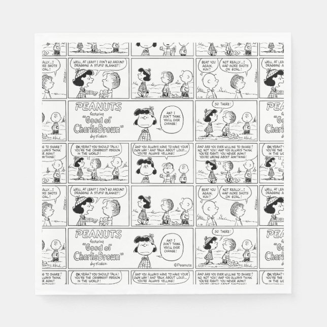 Serviette En Papier Linus raconte Lucy Elle est Crabby (Devant)