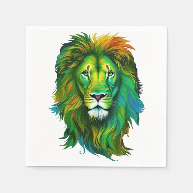 Serviette En Papier Lion coloré (Devant)