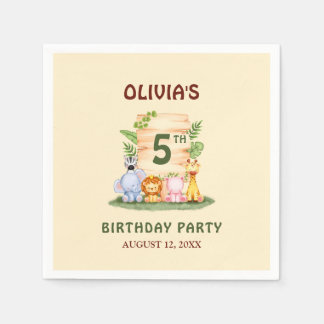 Serviette En Papier Lion de Savannah hippo zèbre éléphant