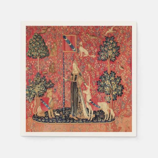 Serviette En Papier Lion D'ENFANCE ET D'UNICORN, Fleurs D'Imaginaires, (Devant)