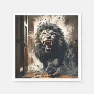 Serviette En Papier Lion effrayant