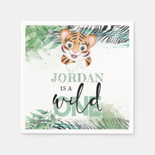 Serviette En Papier Lion Jungle Personnalisé Premier Anniversaire