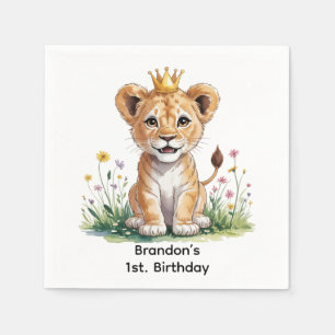 Serviette En Papier Lion Royal Bébé 1er. Fête d'anniversaire