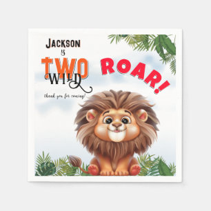 Serviette En Papier Lion Safari deux Anniversaires de enfants sauvages