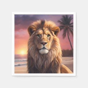 Serviette En Papier Lion sur la plage