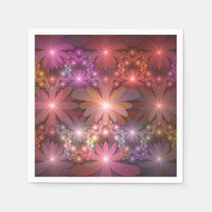 Serviette En Papier Lit De Fleurs Coloré Brillant Art Fractal Abstrait