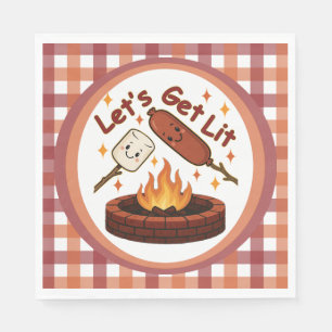 Serviette En Papier Lit Firepit - mignon Marshmallow & Hot Dog
