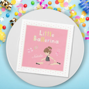 Serviette En Papier Little Ballerina Rose Ballet Girls Nom de la fête