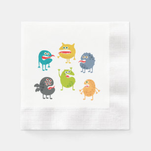 Serviette En Papier Little cute funny monsters
