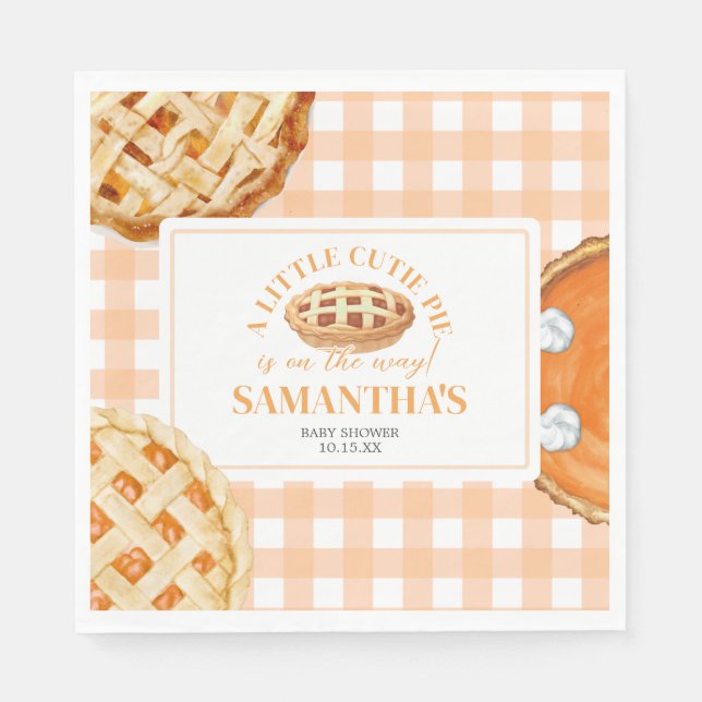 Serviette En Papier Little Cutie Pie Gingham Baby Shower (Devant)