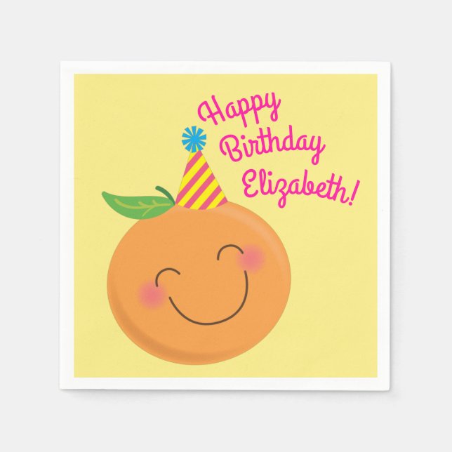 Serviette En Papier Little Cutie Tangerine fête d'anniversaire (Devant)