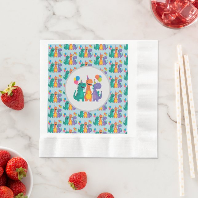 Serviette En Papier Little Dino 1st Birthday Paper Napkin (En situation)