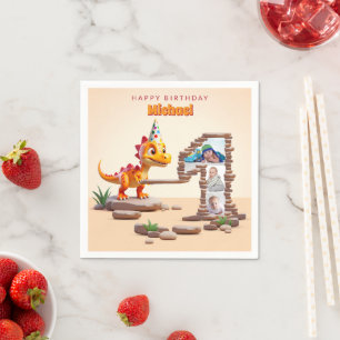 Serviette En Papier Little Dino Dragon   1er anniversaire photo grand 