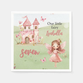 Serviette En Papier Little Fairy Pink Castle Butterfly Any Age