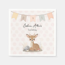 Serviette En Papier Little Fawn Woodland First Birthday