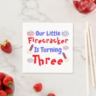 Serviette En Papier Little Firecracker 3ème anniversaire