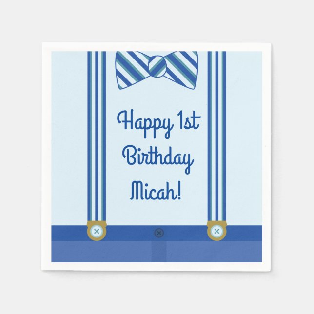 Serviette En Papier Little Man Boy fête son 1er anniversaire (Devant)