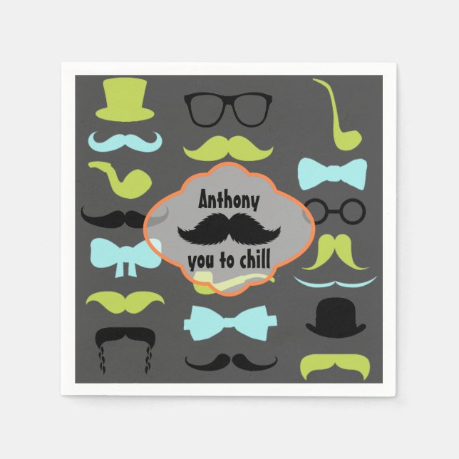 Serviette En Papier Little Man Hipster Mustache fête d'anniversaire (Devant)