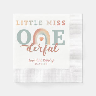 Serviette En Papier Little Miss Onederful Boho Rainbow Anniversaire Na