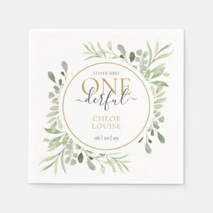 Serviette En Papier Little Miss ONEderful Elegant Girl Premier anniver
