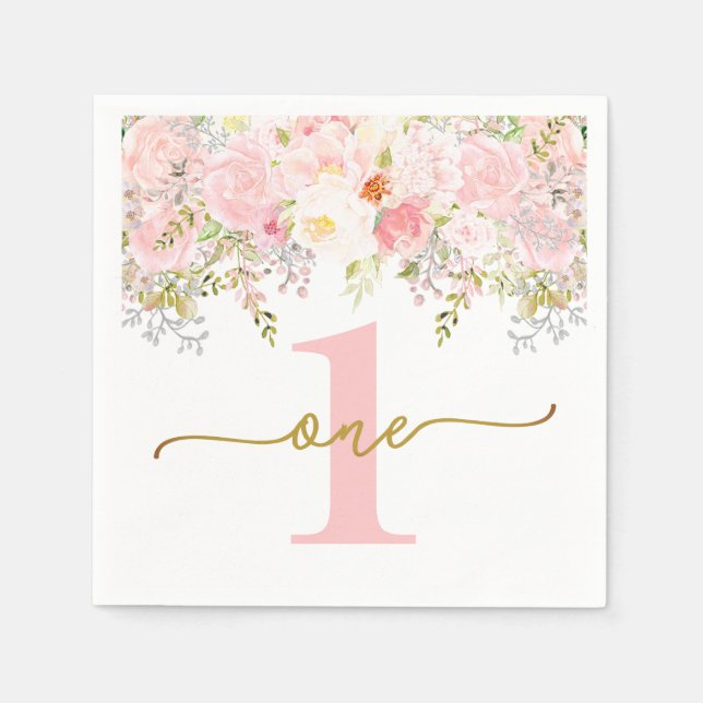 Serviette En Papier Little Miss ONEderful Rose Roses Premier anniversa (Devant)