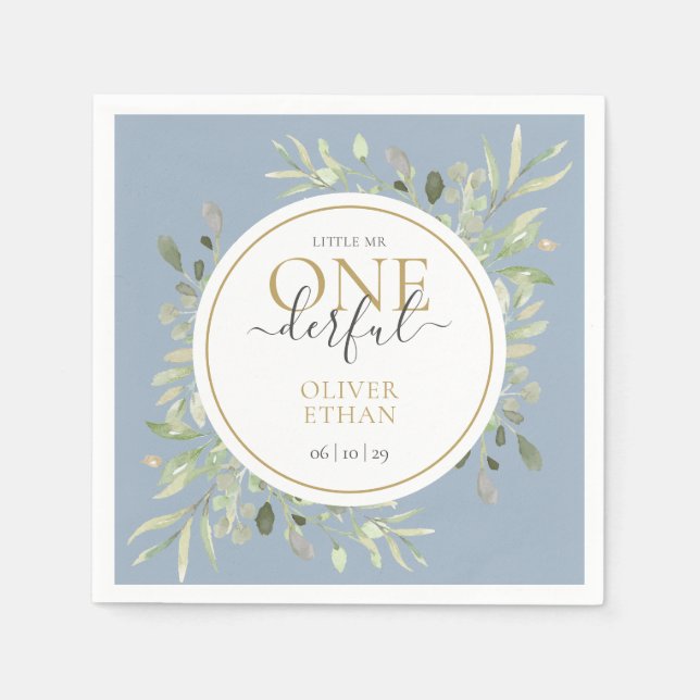 Serviette En Papier Little Mr ONEderful Elegant Premier Anniversaire B (Devant)