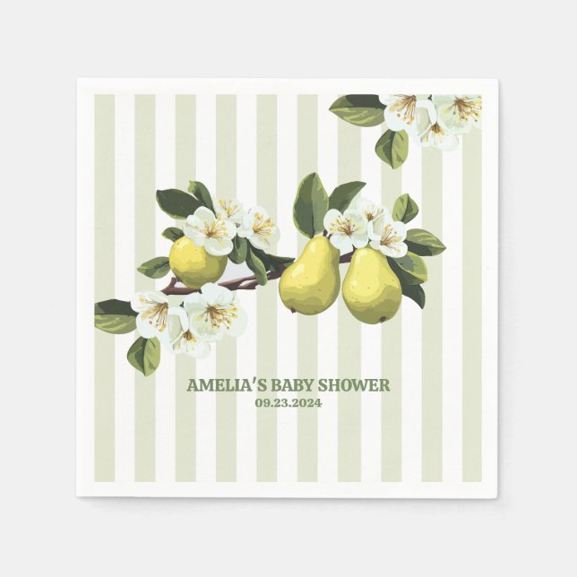 Serviette En Papier Little Pear Genre Neutre Fruit thème baby shower (Devant)