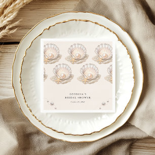 Serviette En Papier Little Pearl Beach Ocean Seashell Girl Baby shower