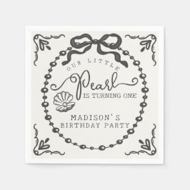 Serviette En Papier Little Pearl Black Coquette Bow fête d'anniversair