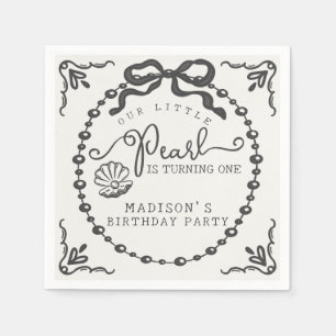 Serviette En Papier Little Pearl Black Coquette Bow fête d'anniversair
