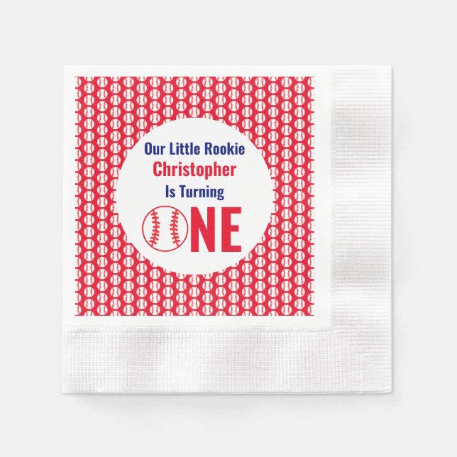 Serviette En Papier Little Rookie Baseball 1er anniversaire (Devant)