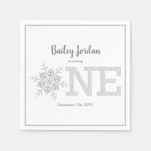 Serviette En Papier Little Snowflake Parties scintillant en argent 1er