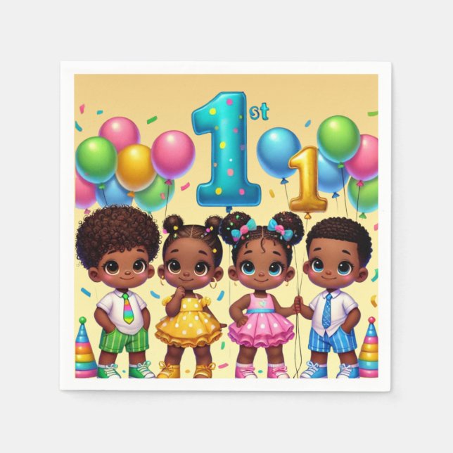 Serviette En Papier Little Stars First Birthday Bash (Devant)