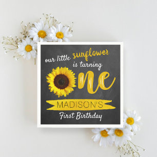 Serviette En Papier Little Sunflower Chalkboard 1er anniversaire