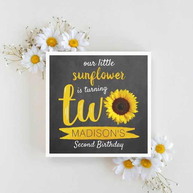 Serviette En Papier Little Sunflower Chalkboard 2e anniversaire (Créateur téléchargé)