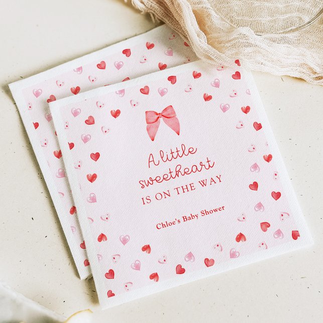 Serviette En Papier Little Sweetheart Bow Baby Shower Invitation (Créateur téléchargé)