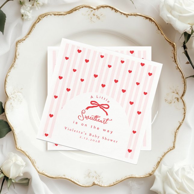 Serviette En Papier Little Sweetheart Bow Valentines Baby Shower (Créateur téléchargé)