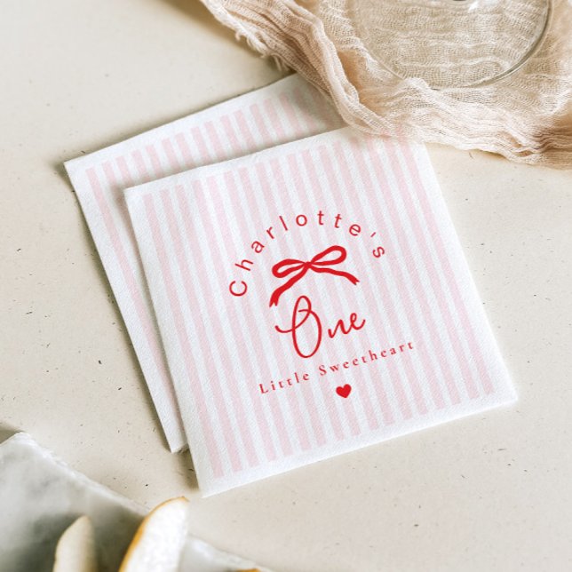 Serviette En Papier Little Sweetheart Coquette Bow 1st Birthday (Créateur téléchargé)