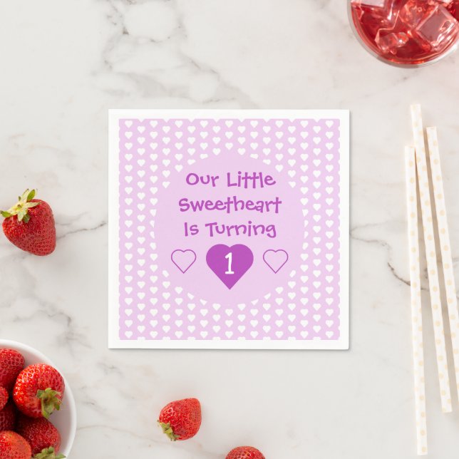 Serviette En Papier Little Sweethee 1er anniversaire (En situation)