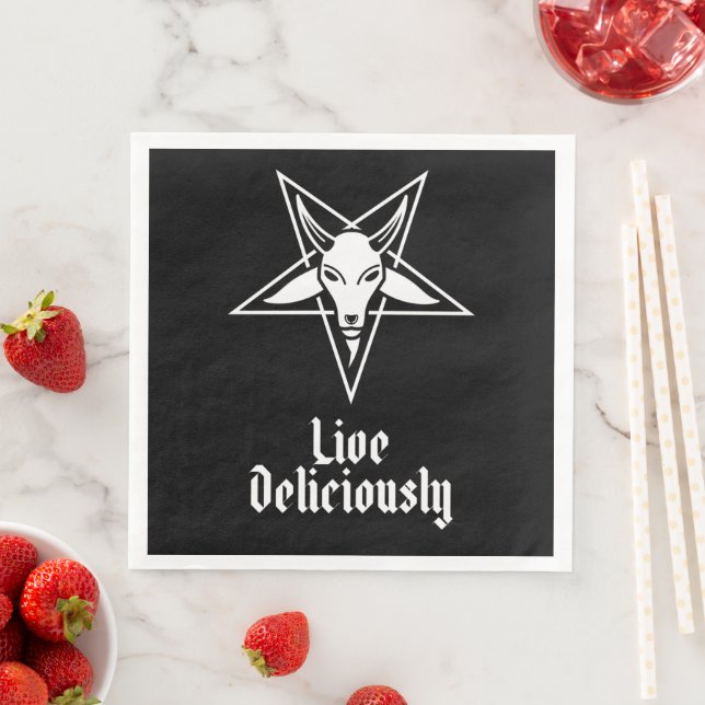 Serviette En Papier Live Delicieusement Black Phillip Baphomet (En situation)