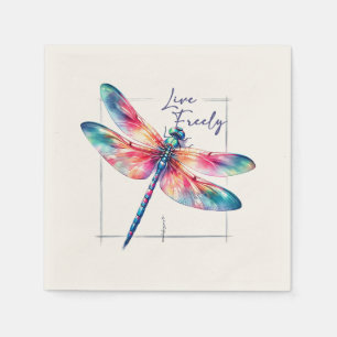 Serviette En Papier Live Freely - Dragonfly Colorful Inspirational