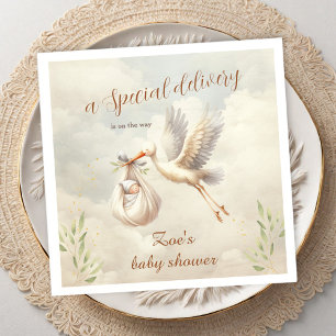 Serviette En Papier Livraison spéciale Baby shower de cigogne neutre p