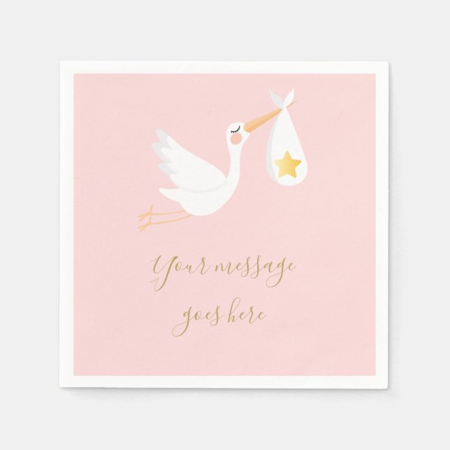 Serviette En Papier Livraison spéciale Boule bébé fille Douche rose (Devant)