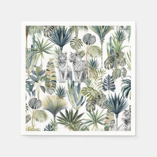 Serviette En Papier Livre blanc Jungle Tiges blanches serviettes