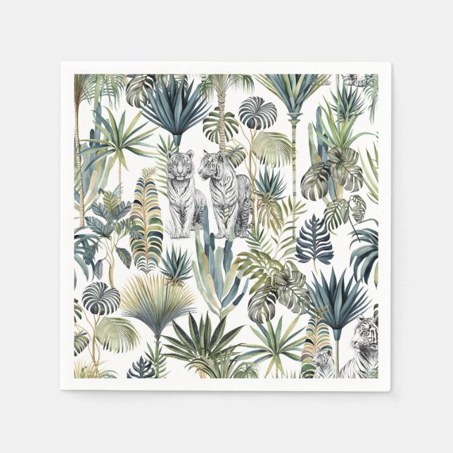 Serviette En Papier Livre blanc Jungle Tiges blanches serviettes (Devant)