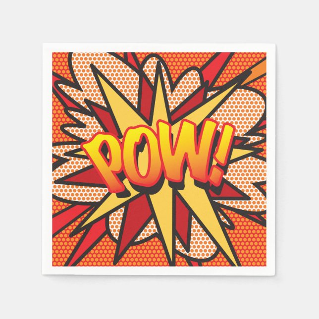 Serviette En Papier Livre de bande dessinée rétro amusant POW (Devant)